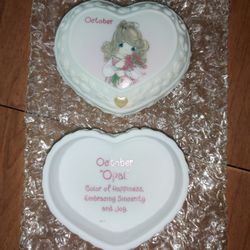 Precious Moments October Pearl Trinket Box 2001