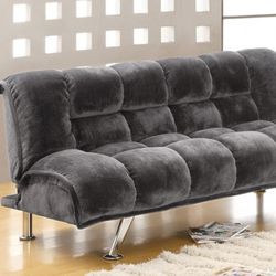 Brand New Plush Grey Futon Sofa Sleeper 
