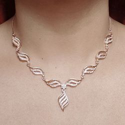 Rose Gold Plates Necklace And Earrings 
