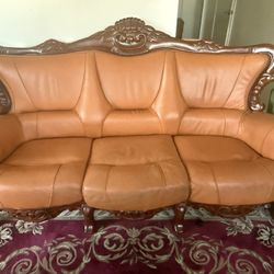 Elegant 3-Piece Leather Living Room Set – 2 Sofa & Armchair