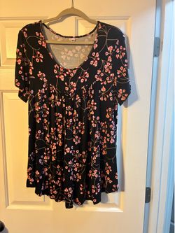 Navy with flowers blouse
