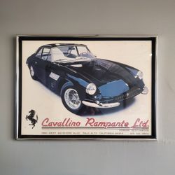 Vintage Ferrari Restoration Chrome Framed Poster 32 x 24