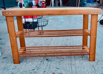🌿 Bamboo Shoe Bench & Rack — New, Open Box!