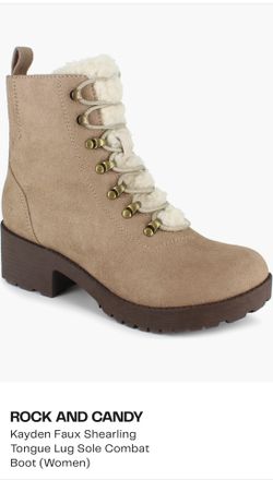 Rock & Candy Womens Kayden Tan Round Toe Lace Up Combat Boots Size 9