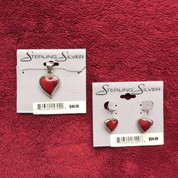 Heart Necklace & Earrings Jewelry