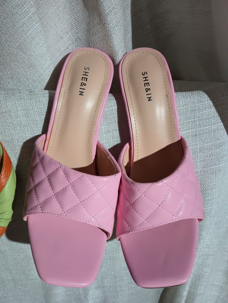 She&In Pink Quilted High Heels