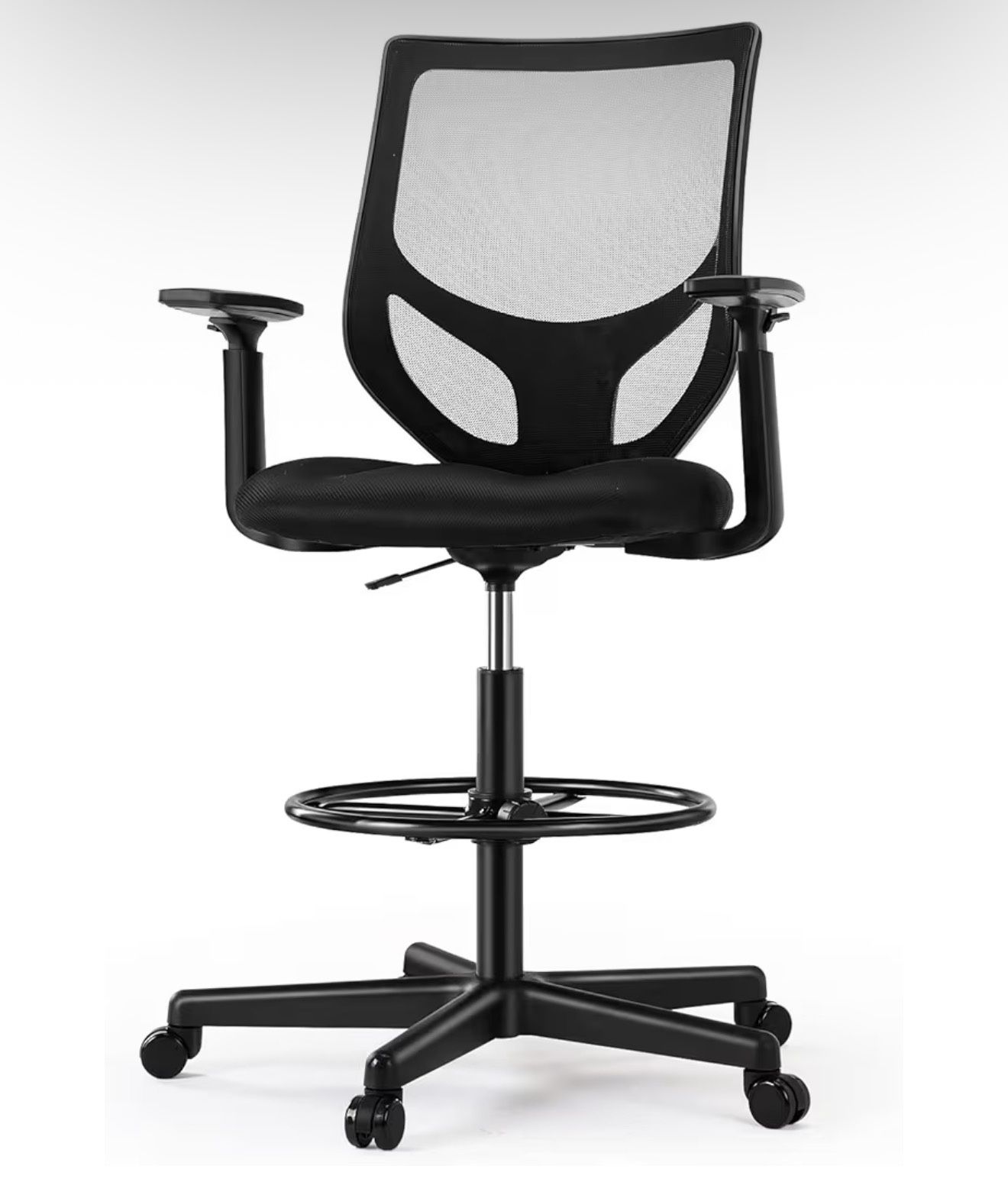Drafting Chair – Tall Standing Office Desk Chair with Armrest and Adjustable Foot Ring