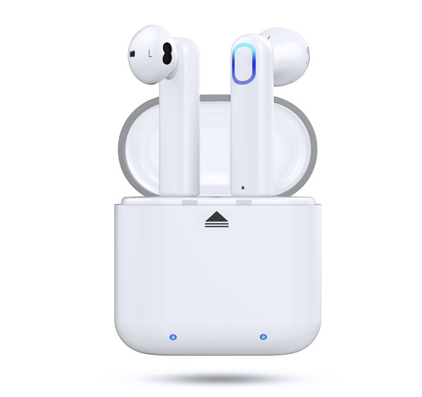 Bluetooth 5.0 Wireless Stereo Earbuds Headphones, Noise Cancelling with Built-in Mic and Charging Case, Hands-free Calling Sweatproof In-Ear Headset