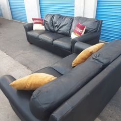 Really Leather original Couch and Loveseat Black,