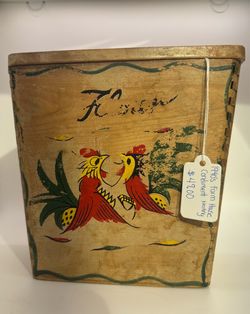 Vintage 1940s Farmhouse Wooden Flour Canister