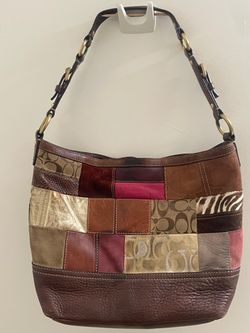vintage Coach Holiday Patchwork Signature Tote