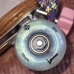 Black Pearl Luminous Wheels, Heart Toestoppers, Multicolor Toecovers, Metallic Ice Blue Shoelaces