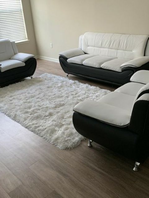 White/Black 3 Piece Sofa Set
