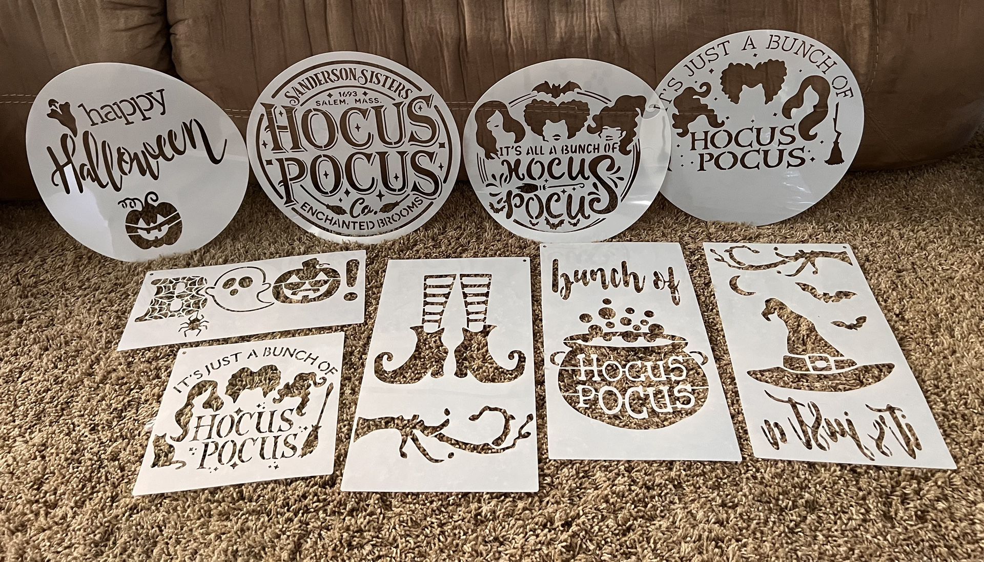 Set Of 9 Hocus Pocus Halloween Stencils