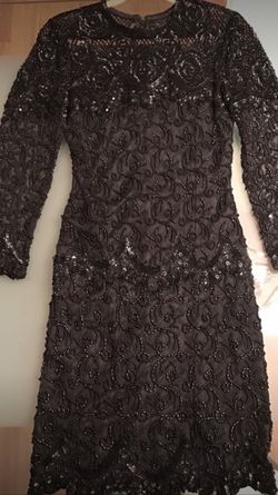 Women’s black beaded evening dress size 6-8 like new!