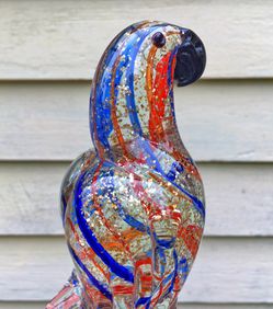 Made in China art glass parrot figurine unmarked
