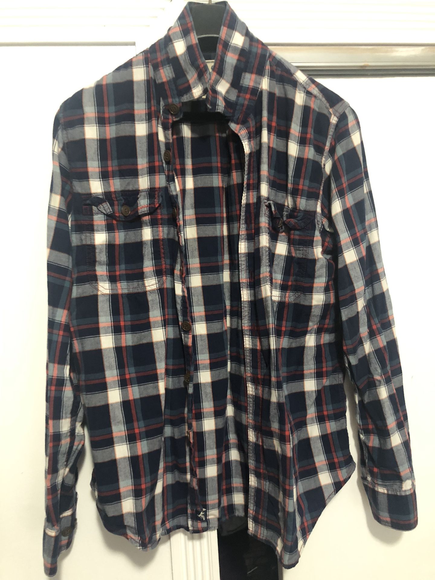 Club Room Navy and Red Plaid Shirt