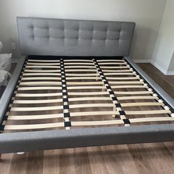 King Gray Linen  Bed Frame 