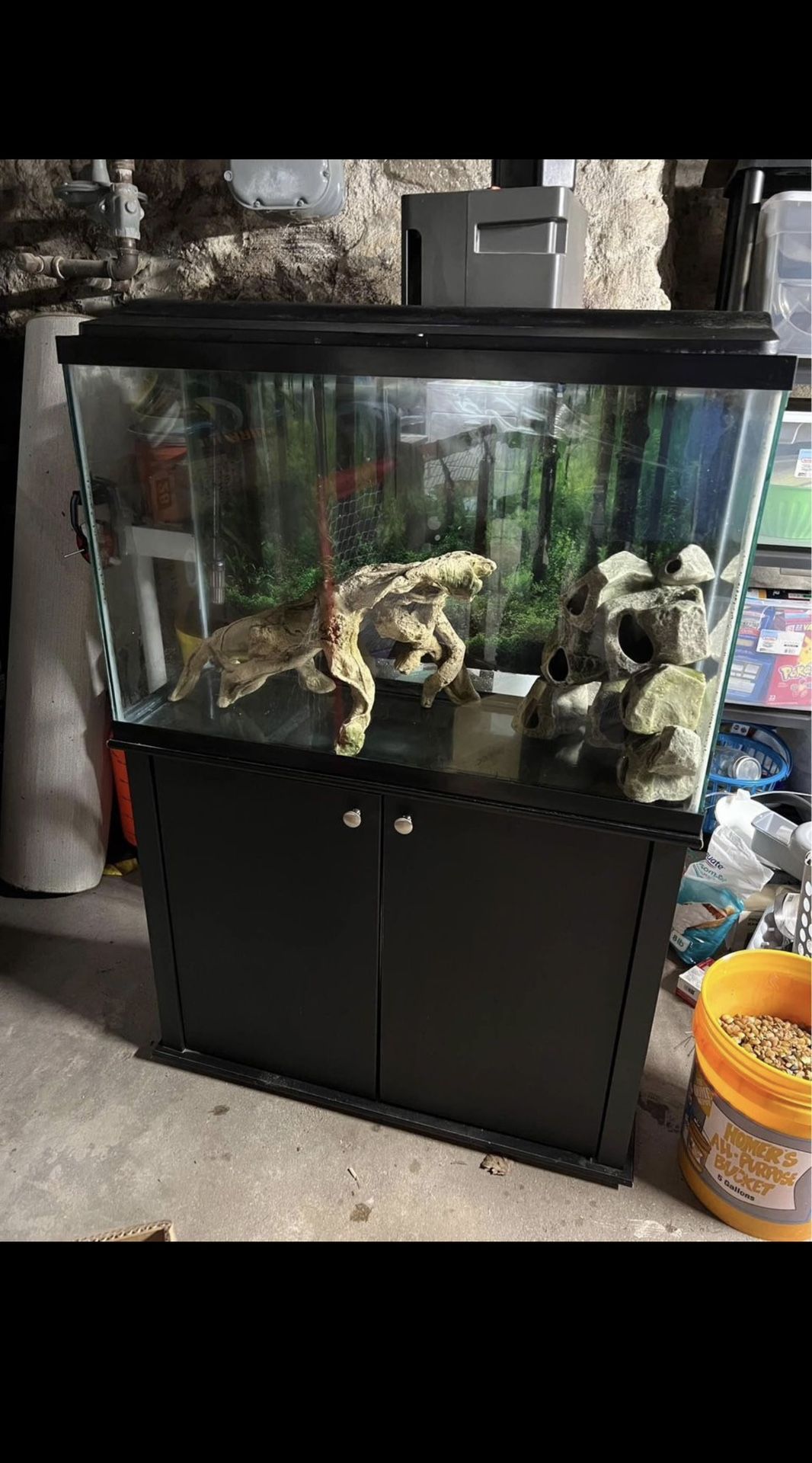 fish tank with sand