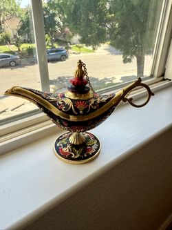 Magic Genie Lamp Wishing Trinket Box Classic Vintage Ornaments Metal Craft Gift for Home Decor 