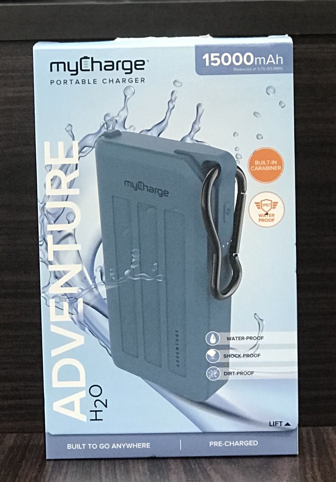 New Sealed myCharge Adventure H2O Max 15000mAh/2.4A Output Dual USB-A Port Power Bank - Dark Green