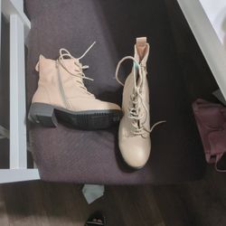 Light Pink Low Heel Boots.