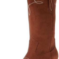 The Drop Women's Ace Midshaft Western Boot, Cognac, 8