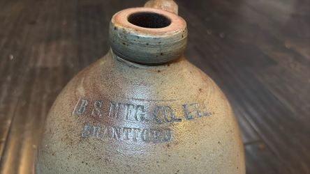 Vintage B.S. Mfg Co. Brantford Stoneware Jug