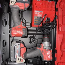 Milwaukee m18 Fuel impact and drill set with batteries and charger