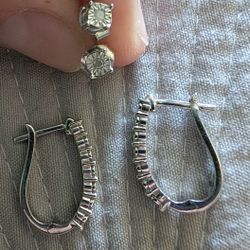 1/10 CT. NATURAL DIAMOND HOOP/STUD EARRINGS 