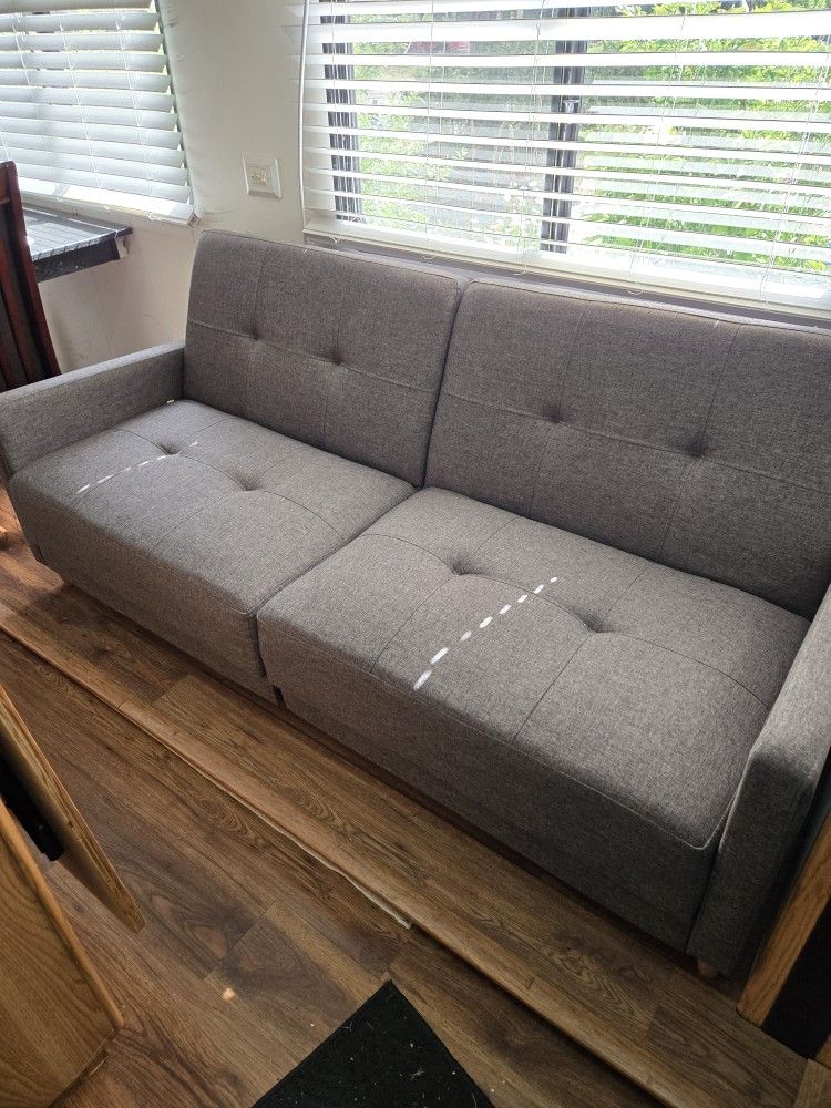 Queen Bed (Mattress and topper only ) & Futon type Couch Both For $100.00