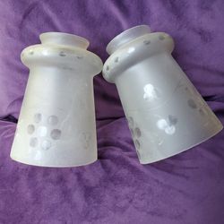 9 Matched Antique Frosted & Etched Glass Lamp Shades$40