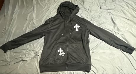 Black Cross Zip-Up Hoodie – Men’s Medium