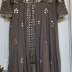 Indian Fancy Long Dress Gown Suit  - Beige/gray/brownish Size 46