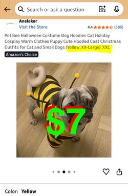 Pet Bee Halloween Costume Dog Hoodies Cat Holiday Cosplay Warm Clothes Puppy Cute Hooded Coat Christmas Outfits for Cat and Small Dogs (Yellow, XX-Lar