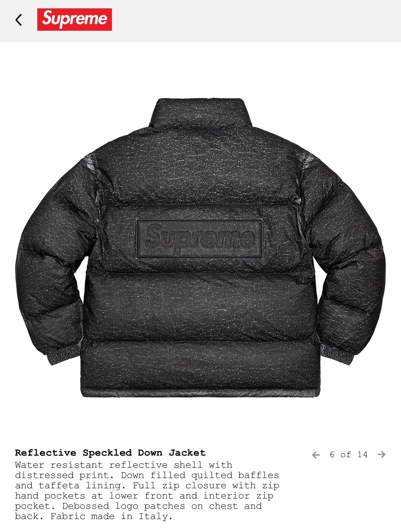 Supreme Reflective Speckled Down Jacket - Limited Time Sale on 