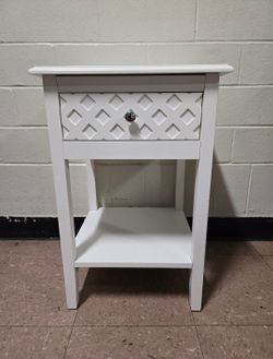 Target Threshold Windham White Wood 1 Drawer Lattice Accent Table Nightstand Side End Tower