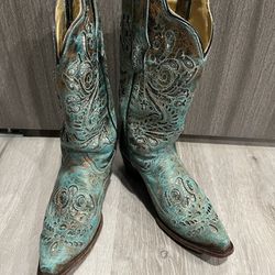 Corral Women’s Broce Turquoise Glitter Western/ Cowboy Boots Size 7.5
