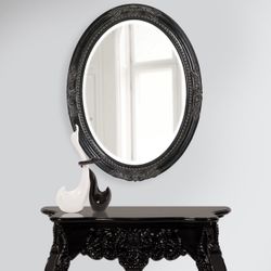 Vintage Black Wood Mirror Frame 