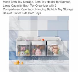 3-compartment mesh bath toy organizer, new