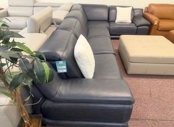 Furniture- Chateau D’ax 100% Real Italian Leather 5 Pc Sectional With 3 Power Recliners- Daisley