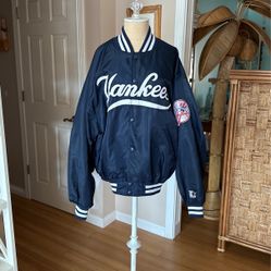 Vintage NY Yankees Starter Jacket Size Large Diamond Collection Blue White 