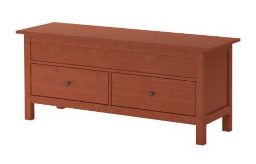 2 pieces rare IKEA Hemnes red bench with storage and dining hutch
