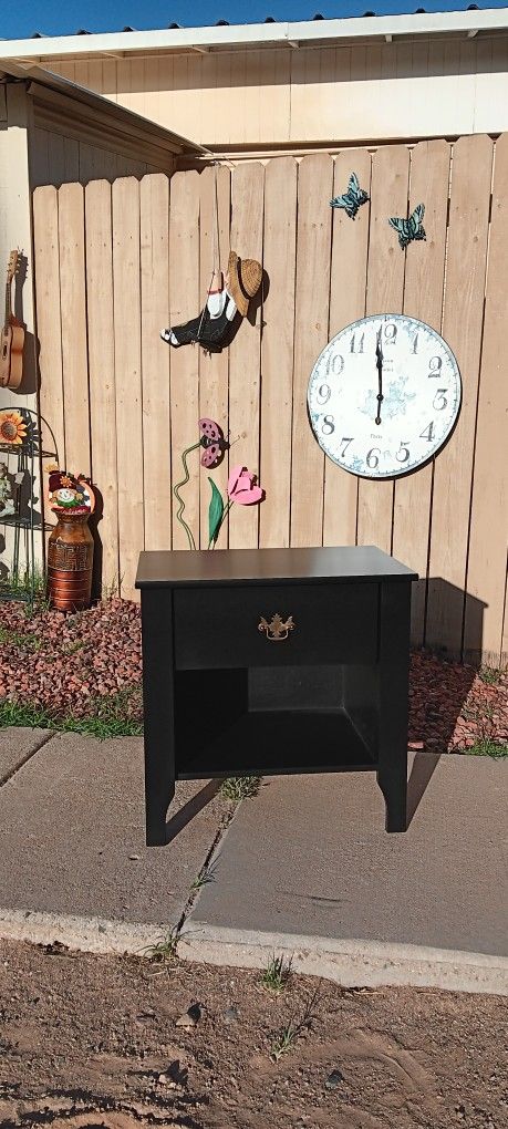 Single Black Nightstand 23"H 23".5W 15".5D