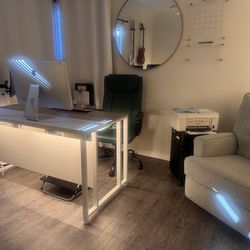 Desk 55” x  28” with outlet plugs