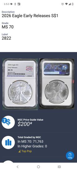 2026 silver eagle $1 (MS70/Early Release/semiquincentennial)