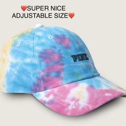 VICTORIAS SECRET PINK BASEBALL HAT TIE DYED BRAND NEW WITH TAGD ADJUSTABLE 