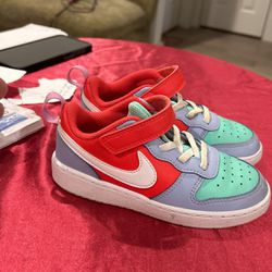Nike Court Borough Low Kids 2y Recraft Gs Dv5456-400 Cobalt Bliss, White And Red 10 c