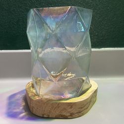 Wood And Glass Candle Holder 