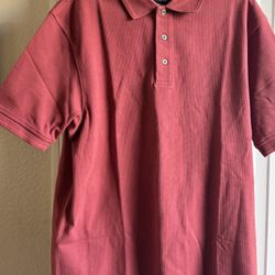 JoS. A Bank Leadbetter Golf Polo Shirt Red Collared Short Sleeve Cotton Size L
